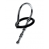 Серебристый уретральный плаг-бусины TOYFA Metal с мягким фиксириющим кольцом - ToyFa - купить с доставкой в Электростали