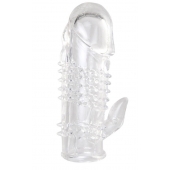 Прозрачная гелевая насадка с шипами и клиторальным отростком - 13 см. - Toyfa Basic - в Электростали купить с доставкой