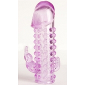 Закрытая фиолетовая насадка с 2 отростками - 13 см. - Toyfa Basic - в Электростали купить с доставкой