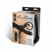 Чёрный полый страпон с вибрацией Unisex Vibrating Hollow Strap-On - 14 см. - Lux Fetish - купить с доставкой в Электростали
