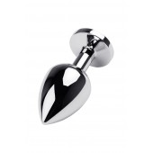 Серебристая коническая анальная пробка с красным кристаллом - 8 см. - ToyFa - купить с доставкой в Электростали