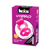 Розовое эрекционное виброкольцо Luxe VIBRO  Бархатный молот  + презерватив - Luxe - в Электростали купить с доставкой
