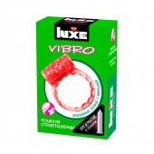 Розовое эрекционное виброкольцо Luxe VIBRO  Поцелуй стриптизёрши  + презерватив - Luxe - в Электростали купить с доставкой