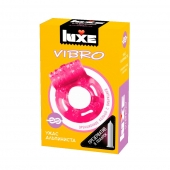 Розовое эрекционное виброкольцо Luxe VIBRO  Ужас Альпиниста  + презерватив - Luxe - в Электростали купить с доставкой