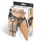 Черные трусики для страпона из патентованной кожи - Lux Fetish - купить с доставкой в Электростали