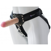 Черный пояс-трусики с насадкой  Гламур Dana  - 15,5 см. - LOVETOY (А-Полимер) - купить с доставкой в Электростали