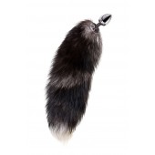 Серебристая металлическая анальная втулка с хвостом чернобурой лисы - размер S - ToyFa - купить с доставкой в Электростали