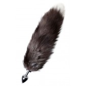 Серебристая металлическая анальная втулка с хвостом чернобурой лисы - размер S - ToyFa - купить с доставкой в Электростали