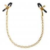 Чёрные с золотом зажимы на соски Gold Chain Nipple Clamps - Pipedream - купить с доставкой в Электростали
