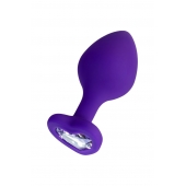 Фиолетовая анальная втулка Diamond Heart с прозрачным кристаллом - 8 см. - ToyFa - купить с доставкой в Электростали