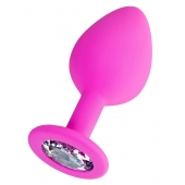 Розовая анальная втулка Brilliant с прозрачным кристаллом - 8 см. - ToyFa - купить с доставкой в Электростали