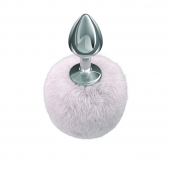 Серебристая анальная пробка с белым пушистым хвостиком Twinkle - Lola Games - купить с доставкой в Электростали