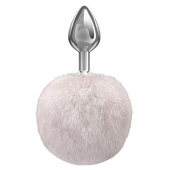 Серебристая анальная пробка с белым пушистым хвостиком Twinkle - Lola Games - купить с доставкой в Электростали