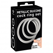 Набор из 3 эрекционных колец под металл Metallic Silicone Cock Ring Set - Orion - в Электростали купить с доставкой