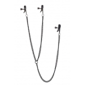 Черные зажимы на соски и клитор на цепочке DELUXE NIPPLE   CLIT CLAMPS - Dream Toys - купить с доставкой в Электростали
