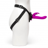 Лиловый страпон Rechargeable Vibrating Strap-On Harness Set - 17,6 см. - Happy Rabbit - купить с доставкой в Электростали