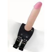 Черный узкий пояс на бедро с телесной насадкой - LOVETOY (А-Полимер) - купить с доставкой в Электростали