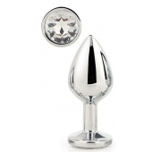 Серебристая анальная втулка с прозрачным кристаллом - 7,1 см. - Dream Toys - купить с доставкой в Электростали