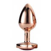 Золотистая анальная втулка с кристаллом-сердечком розового цвета - 7,1 см. - Dream Toys - купить с доставкой в Электростали