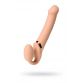 Телесный безремневой вибрострапон Vibrating Bendable Strap-On L - Strap-on-me - купить с доставкой в Электростали