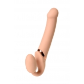 Телесный безремневой вибрострапон Vibrating Bendable Strap-On L - Strap-on-me - купить с доставкой в Электростали