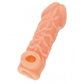 Телесная закрытая насадка с венками Cock Sleeve Size S - 13,8 см. - KOKOS - в Электростали купить с доставкой