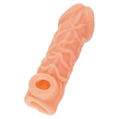 Телесная закрытая насадка с венками Cock Sleeve Size L - 17,6 см. - KOKOS - в Электростали купить с доставкой