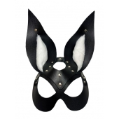 Черная маска зайки с белым мехом на ушках Miss Bunny - БДСМ Арсенал - купить с доставкой в Электростали