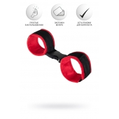 Красно-черные велюровые наручники Anonymo - ToyFa - купить с доставкой в Электростали