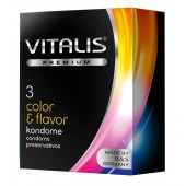 Цветные ароматизированные презервативы VITALIS PREMIUM color   flavor - 3 шт. - Vitalis - купить с доставкой в Электростали