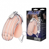 Серебристая металлическая клетка с анальным стимулятором Cock Cage - BlueLine - купить с доставкой в Электростали