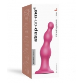 Розовая насадка Strap-On-Me Dildo Plug Beads size L - Strap-on-me - купить с доставкой в Электростали