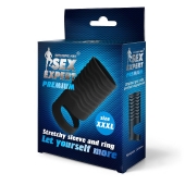 Черная открытая насадка на пенис с кольцом для мошонки XXXL-size - 9,9 см. - Sex Expert - в Электростали купить с доставкой