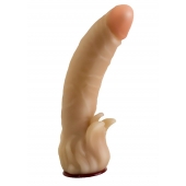 Телесная гелевая насадка-фаллос с клиторальными лепестками - 18,5 см. - LOVETOY (А-Полимер) - купить с доставкой в Электростали