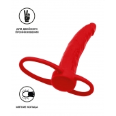 Красная насадка на пенис для двойного проникновения Black Red - 16,5 см. - ToyFa - купить с доставкой в Электростали