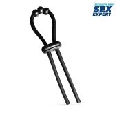 Черное эрекционное кольцо со стимулирующими бусинами - Sex Expert - в Электростали купить с доставкой