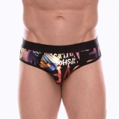 Черные трусы-джоки с разноцветным блестящим принтом - Don Moris купить с доставкой
