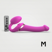 Ярко-розовый безремневой страпон Multi Orgasm Size M с клиторальной стимуляцией - Strap-on-me - купить с доставкой в Электростали