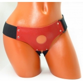 Красные кожаные трусики для страпона - БДСМ Арсенал - купить с доставкой в Электростали