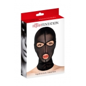 Черная сетчатая маска на голову с отверстиями для глаз и рта - Fetish Tentation - купить с доставкой в Электростали