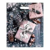 Новогодний пакет с принтом в виде подарков и вырубной ручкой (45х38 см) - Сима-Ленд - купить с доставкой в Электростали