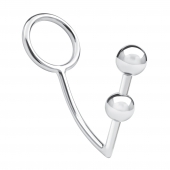 Кольцо на пенис с анальным стимулятором Two Bead Stainless Steel Anal Hook   Cock Ring - BlueLine - в Электростали купить с доставкой