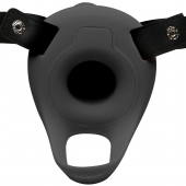 Черный полый страпон с вибрацией 2’’ Erection 28X Smooth Vibrating Silicone Penis Sheath - XR Brands - купить с доставкой в Электростали