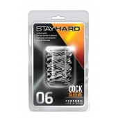 Прозрачная насадка с объёмными чёрточками STAY HARD COCK SLEEVE 06 CLEAR - Blush Novelties - в Электростали купить с доставкой