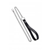 Поводок с ручкой из черной натуральной кожи и карабином для ошейника - Pecado - купить с доставкой в Электростали