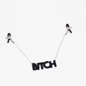 Зажимы на соски с кожаной подвеской Bitch - Crazy Handmade - купить с доставкой в Электростали