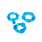 Набор из 3 синих эрекционных колец с различным рельефом - Erowoman-Eroman - в Электростали купить с доставкой