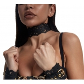 Черный ажурный чокер с золотистой фурнитурой - Crazy Handmade - купить с доставкой в Электростали