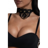 Черный чокер с клепками и золотистой фурнитурой - Crazy Handmade - купить с доставкой в Электростали