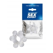 Прозрачное эрекционное кольцо с 6 стимулирующими шариками - Sex Expert - в Электростали купить с доставкой